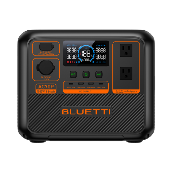 BLUETTI AC70P 小型ポータブル電源 | 防災推奨・車中泊・キャンプ |864Wh、1000W