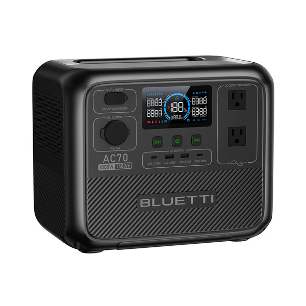 BLUETTI AC70 小型ポータブル電源 | 防災推奨・車中泊・キャンプ |768Wh、1000W